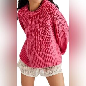 Free People Take Me Home Cotton Sweater - Pink